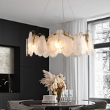 Candelabru modern din sticlă în formă de nor cu 6 niveluri și fire reglabile