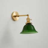 Vintage Swing Arm Adjustable Green Glass Wall Light