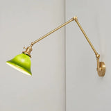 Vintage Swing Arm Adjustable Green Glass Wall Light