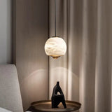 Nordisk Marmor Alabaster Sfär Pendel Lampa