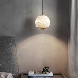 Nordisk Marmor Alabaster Sfär Pendel Lampa