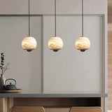 Nordisk Marmor Alabaster Sfär Pendel Lampa