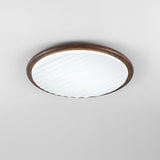 Rund Träplisserad Led-Taklampa För Sovrum