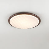 Rund Träplisserad Led-Taklampa För Sovrum