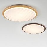 Rund Träplisserad Led-Taklampa För Sovrum