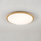 Rund Träplisserad Led-Taklampa För Sovrum