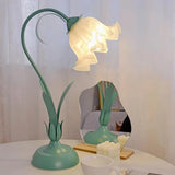 Vintage Justerbar Bordslampa Med Blommor