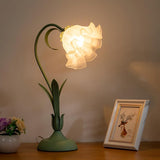 Vintage Justerbar Bordslampa Med Blommor
