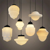 Vintage Vit Mjölkglas Geometrisk Burk Taklampa