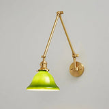 Vintage Zwenkarm Justerbar Groene Glazen Vägglampa