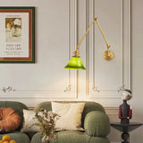 Vintage Zwenkarm Justerbar Groene Glazen Vägglampa