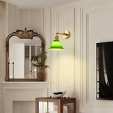 Vintage Zwenkarm Justerbar Groene Glazen Vägglampa