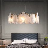 Candelabru modern din sticlă în formă de nor cu 6 niveluri și fire reglabile