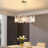 Candelabru modern din sticlă în formă de nor cu 6 niveluri și fire reglabile
