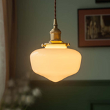 Retro Brass Lantern Glass Pendant Light