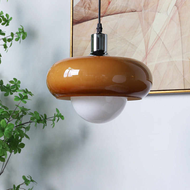 Lampa wisząca Bauhaus ze szkła kawowego