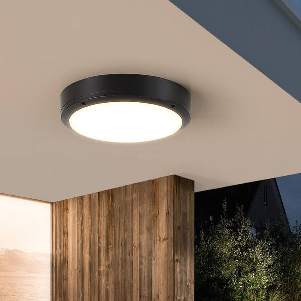 Prosta zewnętrzna wodoodporna aluminiowa okrągła lampa sufitowa LED do montażu podtynkowego