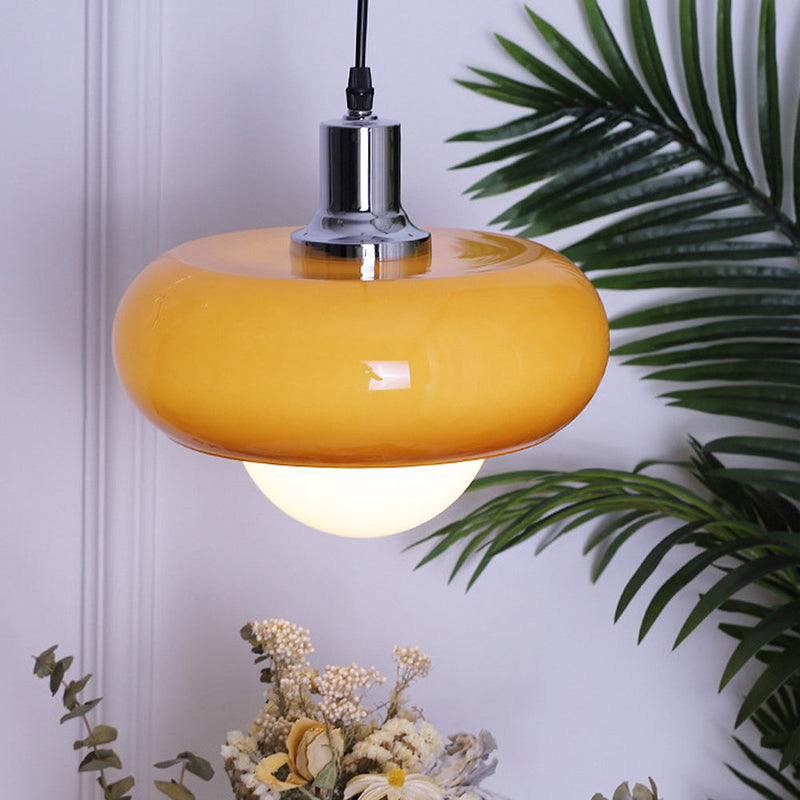 Lampa wisząca Bauhaus ze szkła kawowego