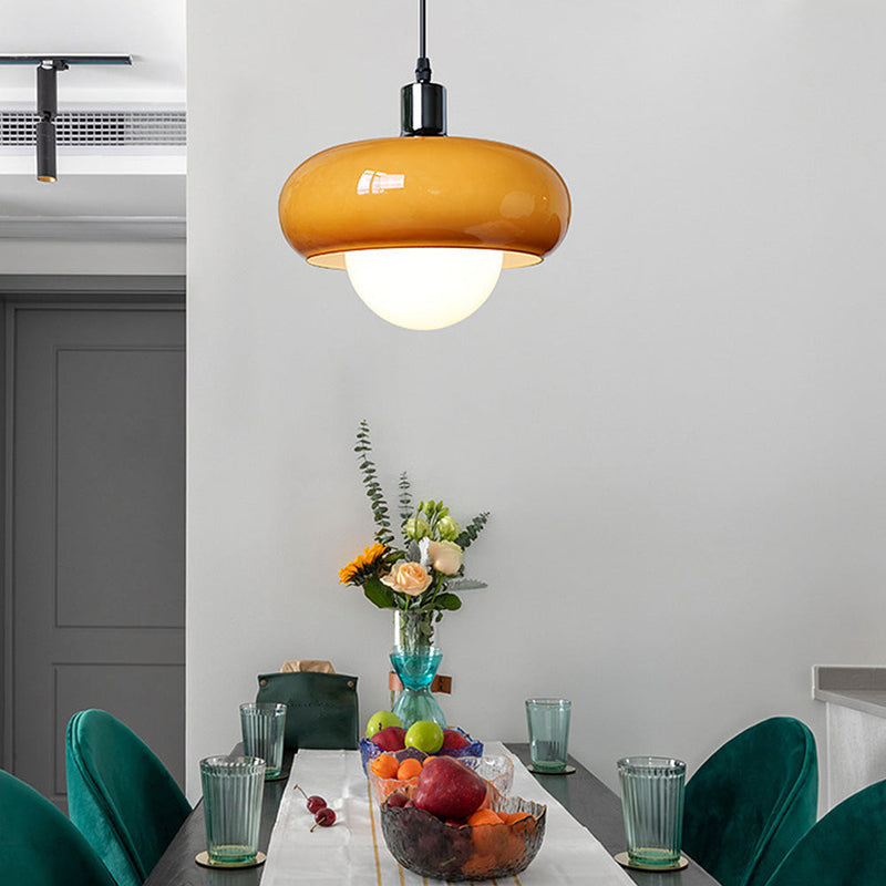 Lampa wisząca Bauhaus ze szkła kawowego