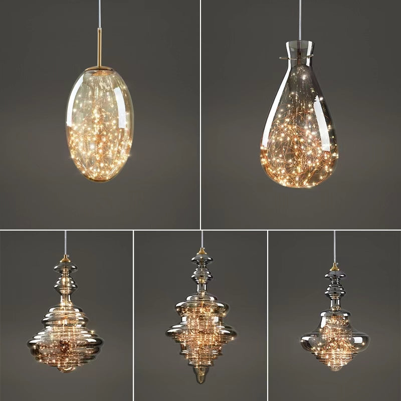 Nowoczesna lampa wisząca w kolorze szarym