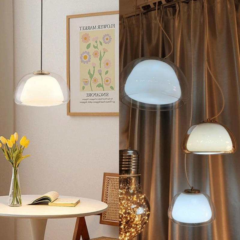 Nowoczesna lampa wisząca Jelly z mlecznego szkła