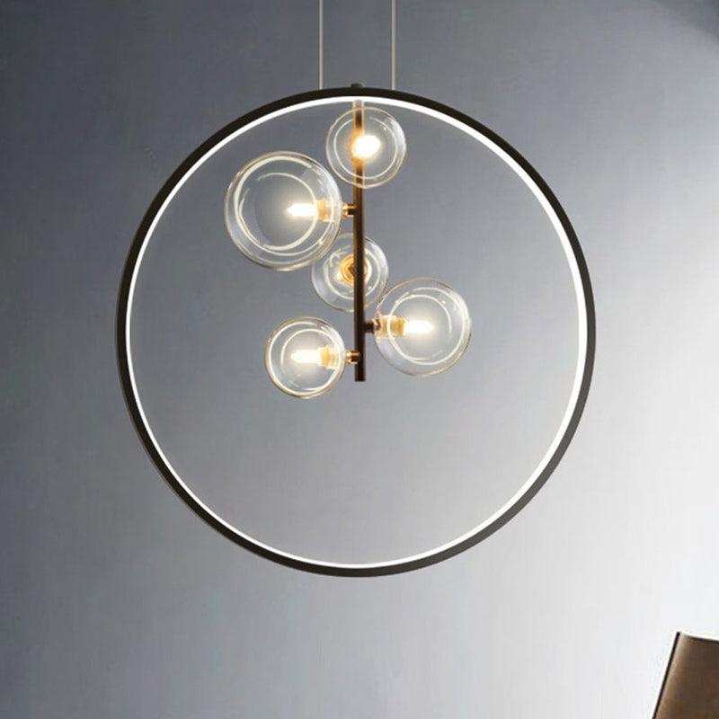 Szklane lampy wiszące Nordic Bubble z pierścieniem