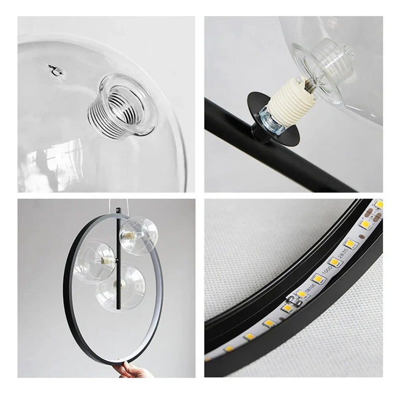 Szklane lampy wiszące Nordic Bubble z pierścieniem