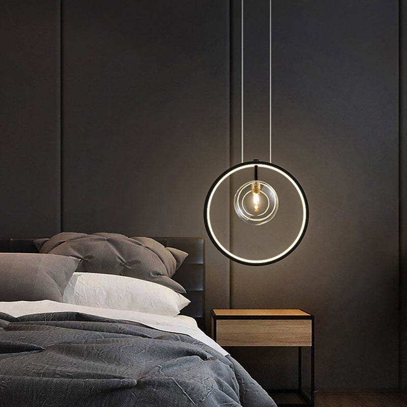 Szklane lampy wiszące Nordic Bubble z pierścieniem