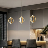 Złota geometryczna lampa wisząca 2-pierścieniowa lampa wisząca LED z mosiądzu