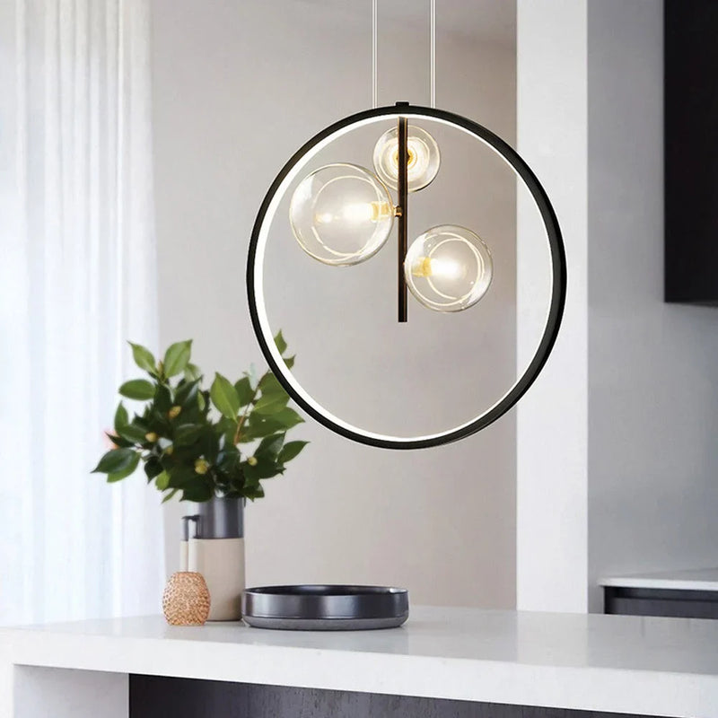 Szklane lampy wiszące Nordic Bubble z pierścieniem
