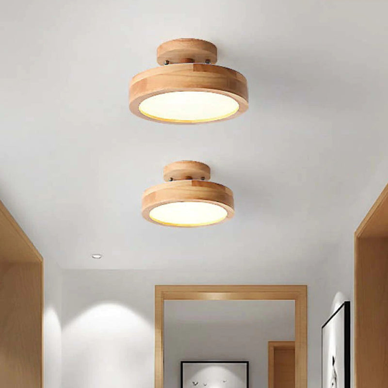 Nowoczesna lampa sufitowa LED wykonana z drewna