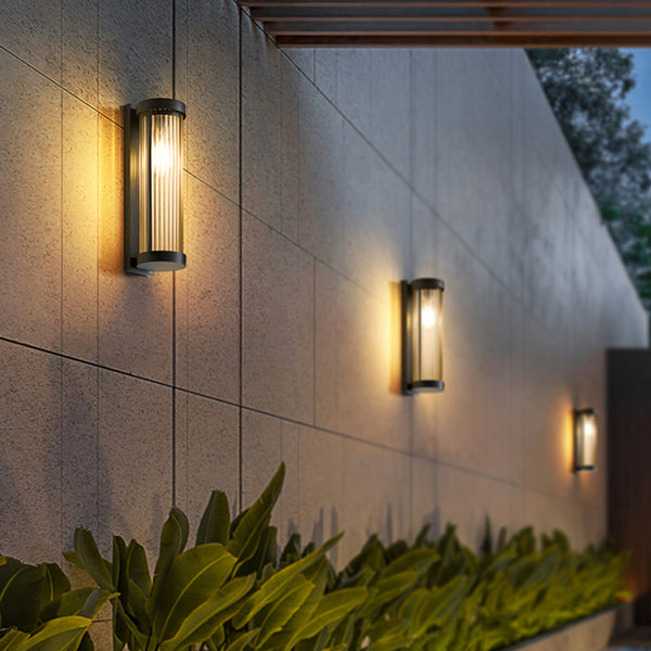 Nowoczesna cylindryczna metalowo-szklana zewnętrzna lampa solarna IP65 wodoodporna