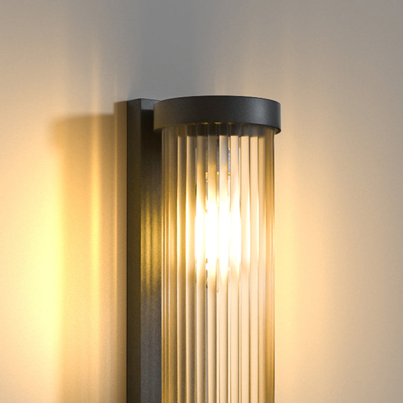 Nowoczesna cylindryczna metalowo-szklana zewnętrzna lampa solarna IP65 wodoodporna