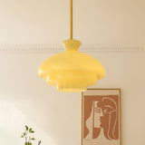 Lampa wisząca Bauhaus wykonana z kremowo-żółtego szkła