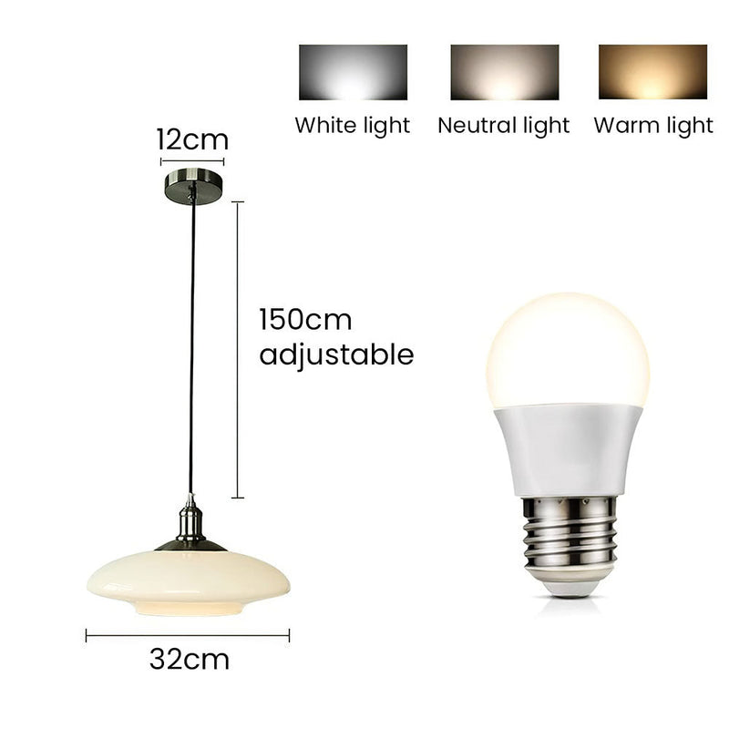 Nowoczesna lampa wisząca wykonana z białego szkła