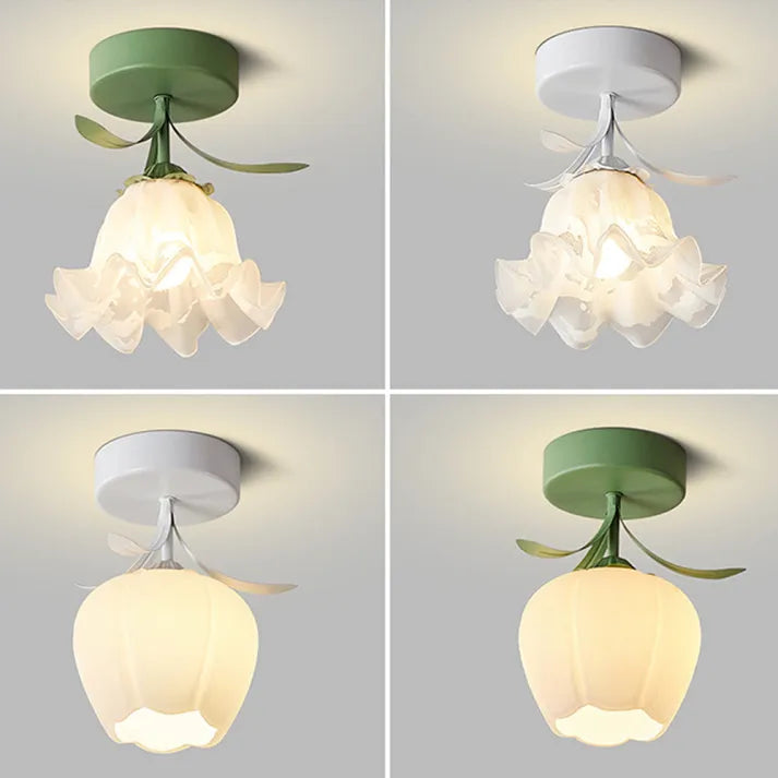 Enkel Tiffany-Taklampa Med Miniblommor