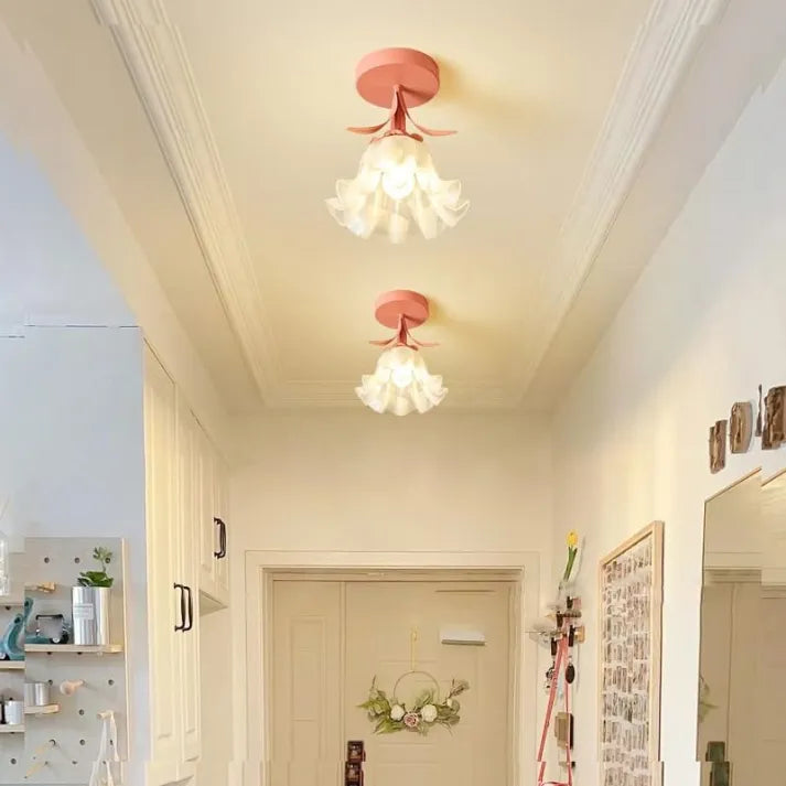 Enkel Tiffany-Taklampa Med Miniblommor