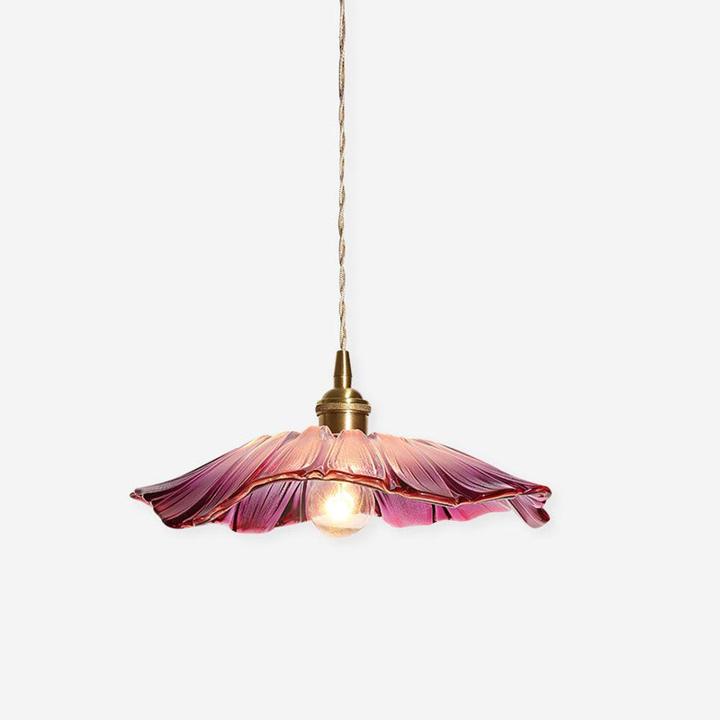 Szklana lampa wisząca w kształcie kwiatu