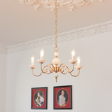 Grädde Glas Ljuskrona Amerikansk Retro Metall Ljuskrona Lampa Sovrum
