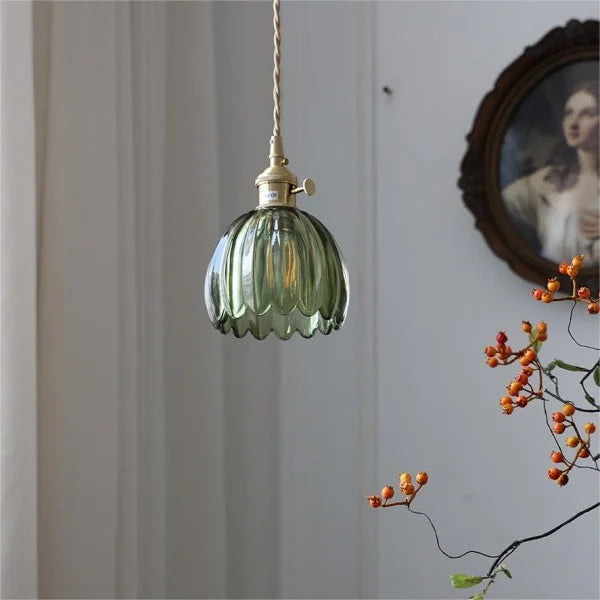 Japanska Retroglasblommor Som Hänglampa
