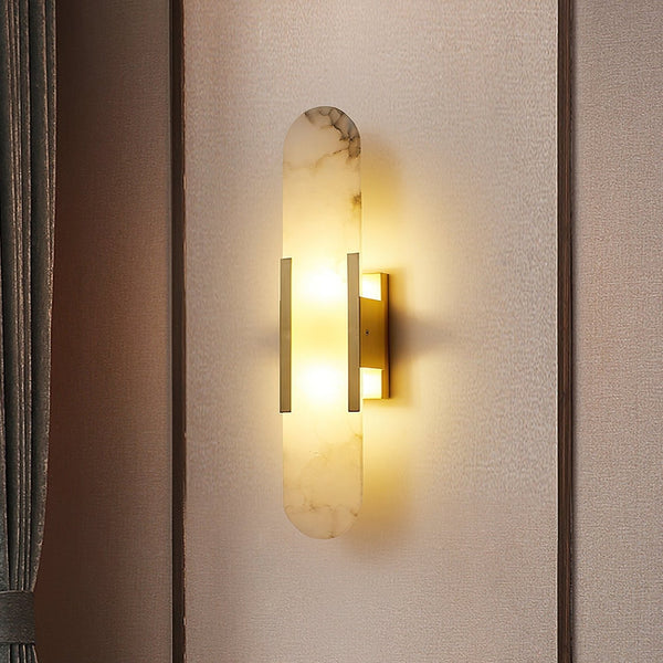 Melanżowa, wydłużona lampa ścienna z alabastru