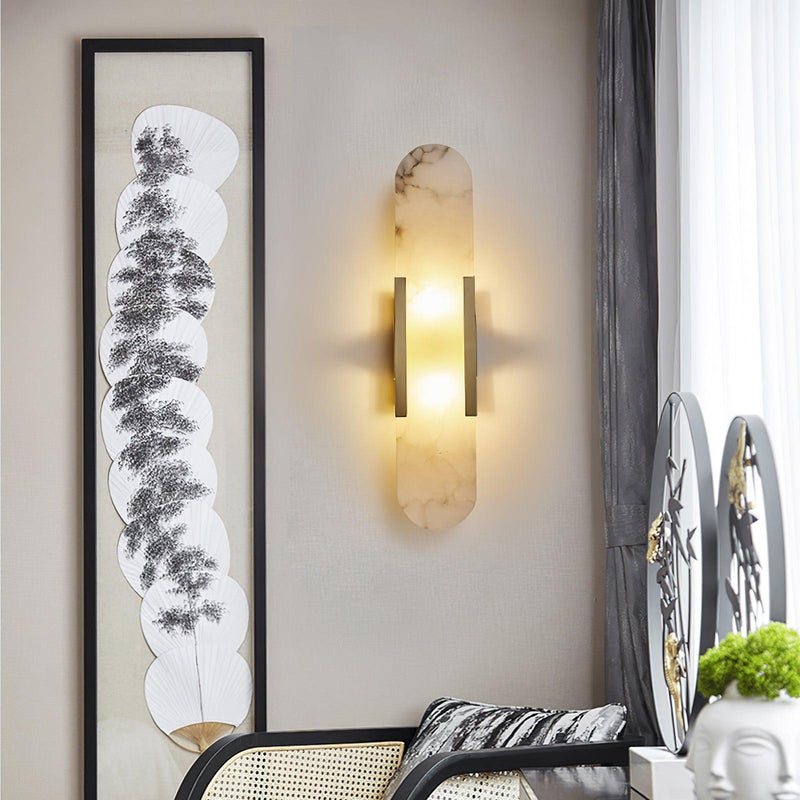Melanżowa, wydłużona lampa ścienna z alabastru