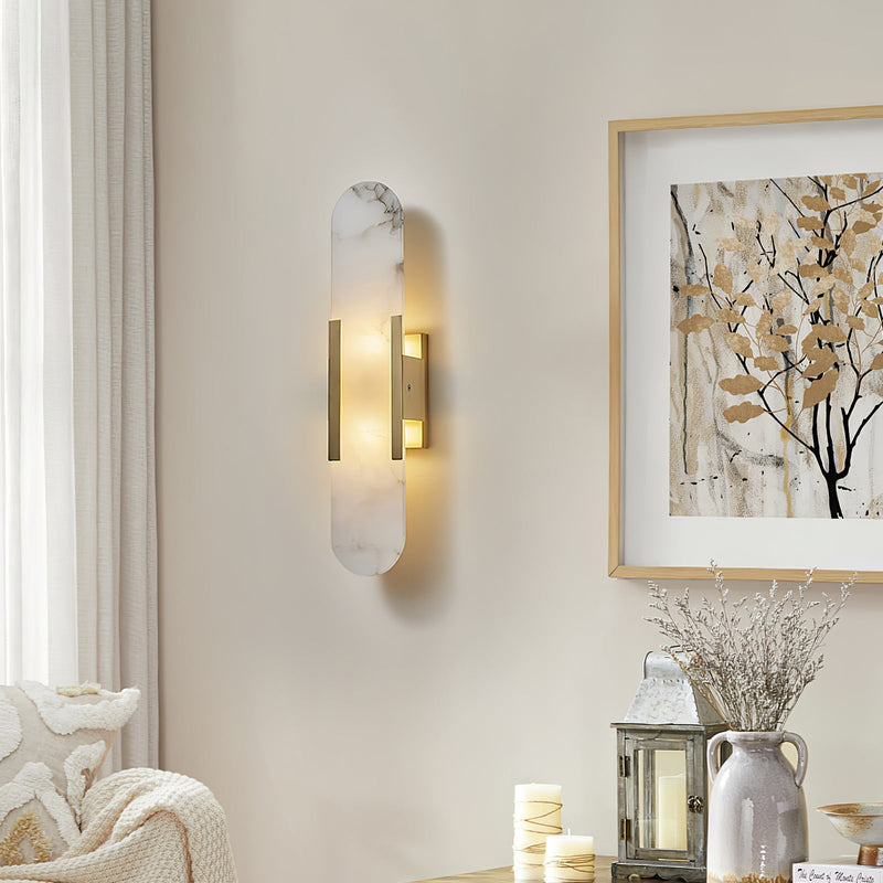 Melanżowa, wydłużona lampa ścienna z alabastru