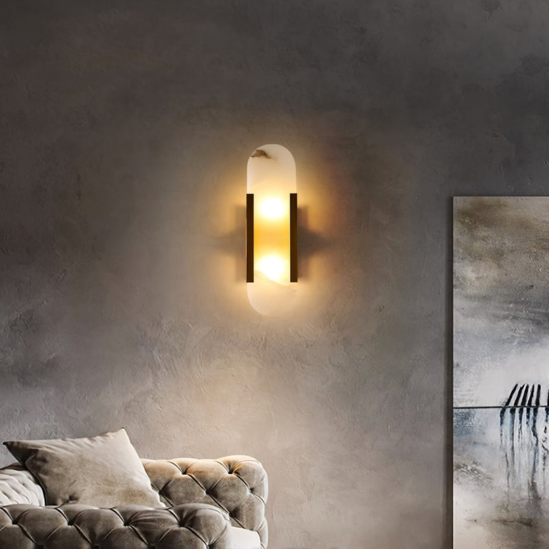 Melanżowa, wydłużona lampa ścienna z alabastru
