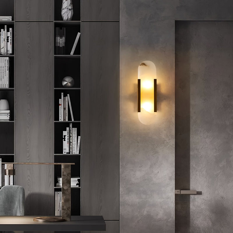 Melanżowa, wydłużona lampa ścienna z alabastru