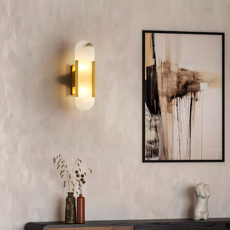 Melanżowa, wydłużona lampa ścienna z alabastru