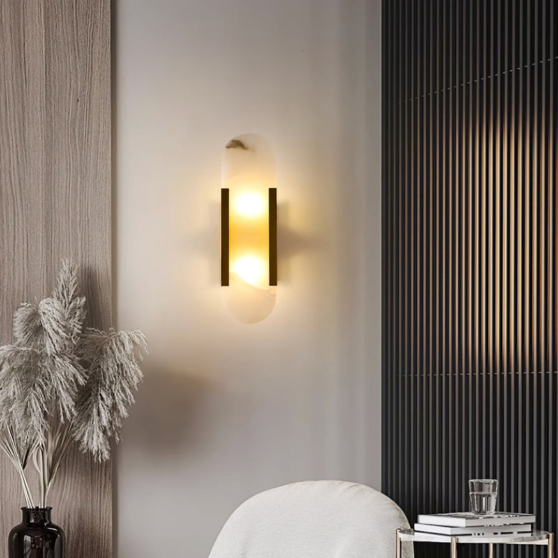 Melanżowa, wydłużona lampa ścienna z alabastru