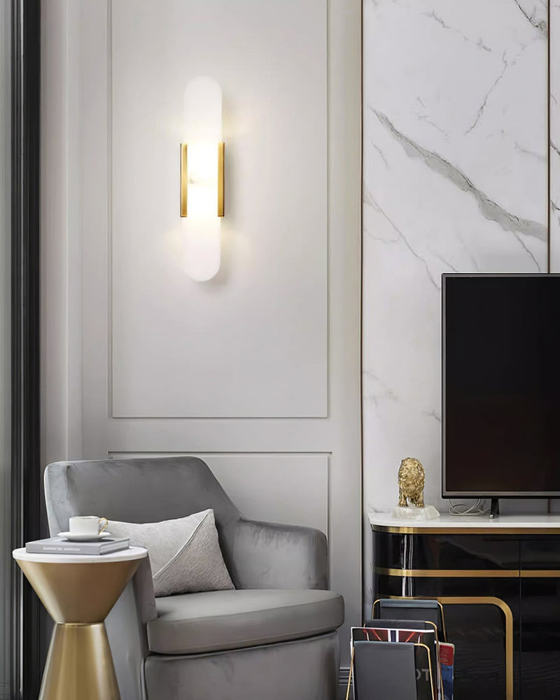 Melanżowa, wydłużona lampa ścienna z alabastru