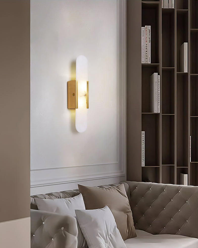 Melanżowa, wydłużona lampa ścienna z alabastru