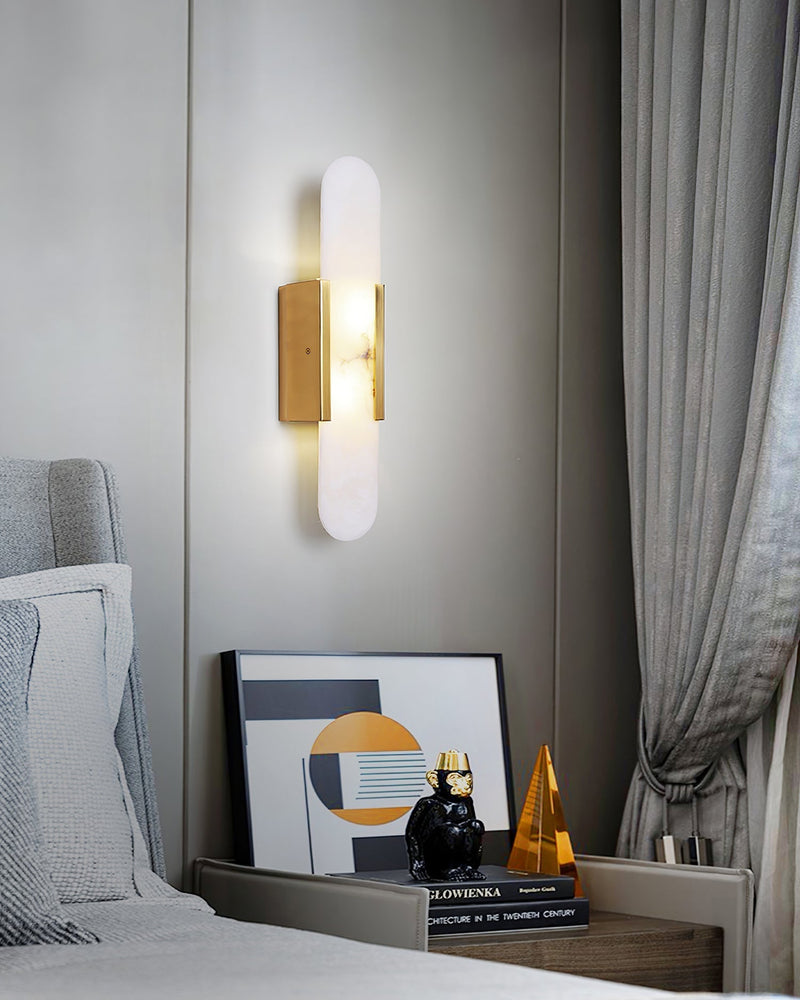 Melanżowa, wydłużona lampa ścienna z alabastru